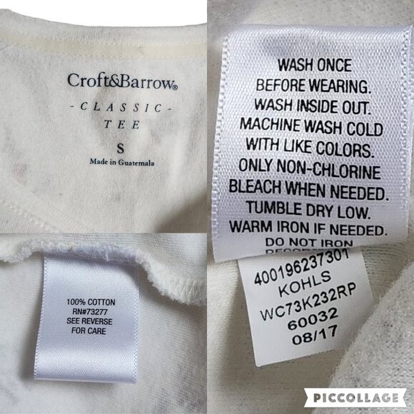 Croft & Barrow White Red Cardinal Bird Long Sleeve Classic Tee Top Size Small - Picture 10 of 10